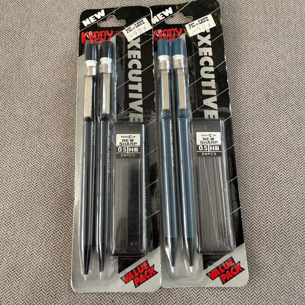 Vintage Kippy Executive Mechanical Pencils 0.5mm HB Lead Value Pack Lot of 2 NOS